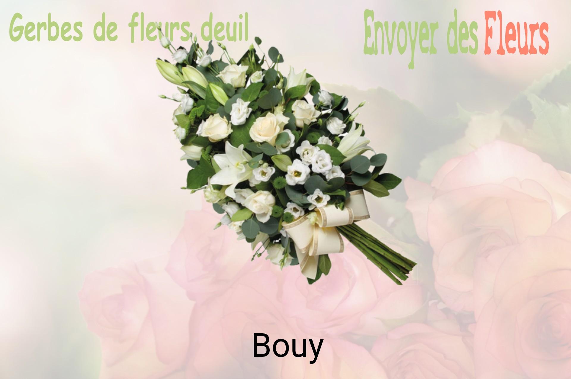 Gerbe de fleurs de deuil livrée à Bouy